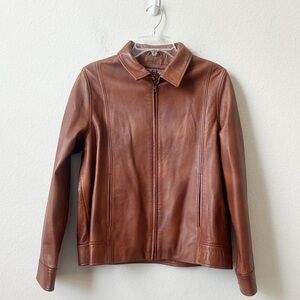 The Territory Ahead Brown Leather Zip-Front Jacket